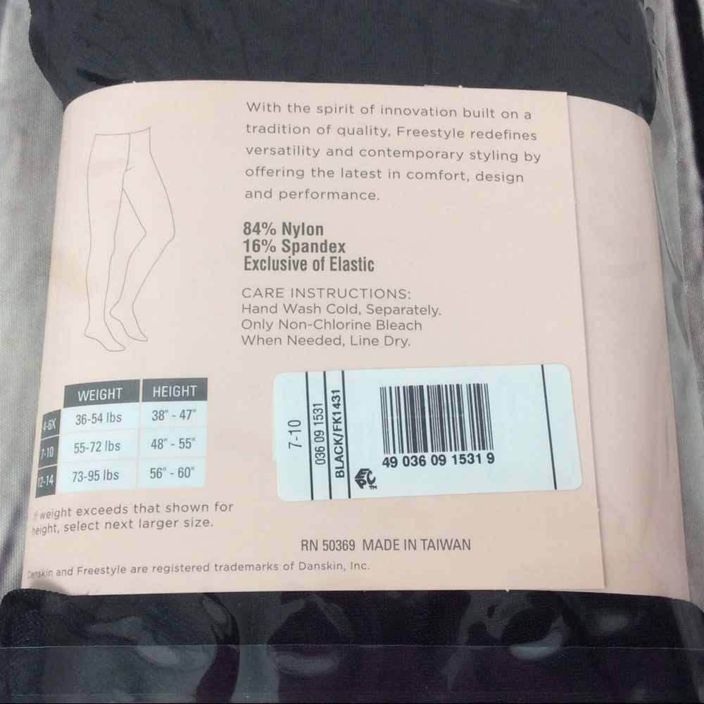 Freestyle by Danskin Girls' Black Tights Footed - Picture 4 of 13